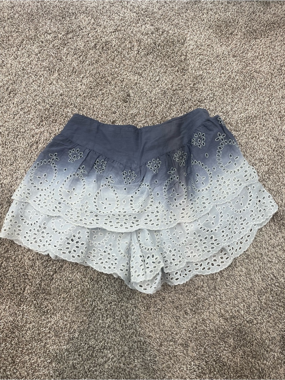 RAGA Blue Ombre Eyelet Tiered Skort